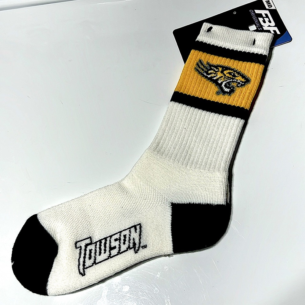 Collegiate Licensed Product x FBF Original NWT Towson Tigers crew socks